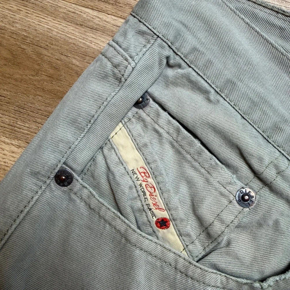 Vintage Diesel Jeans Men 34x29 Light Gray Straight Leg Button Fly Pants (Tag 36) - Picture 7 of 14